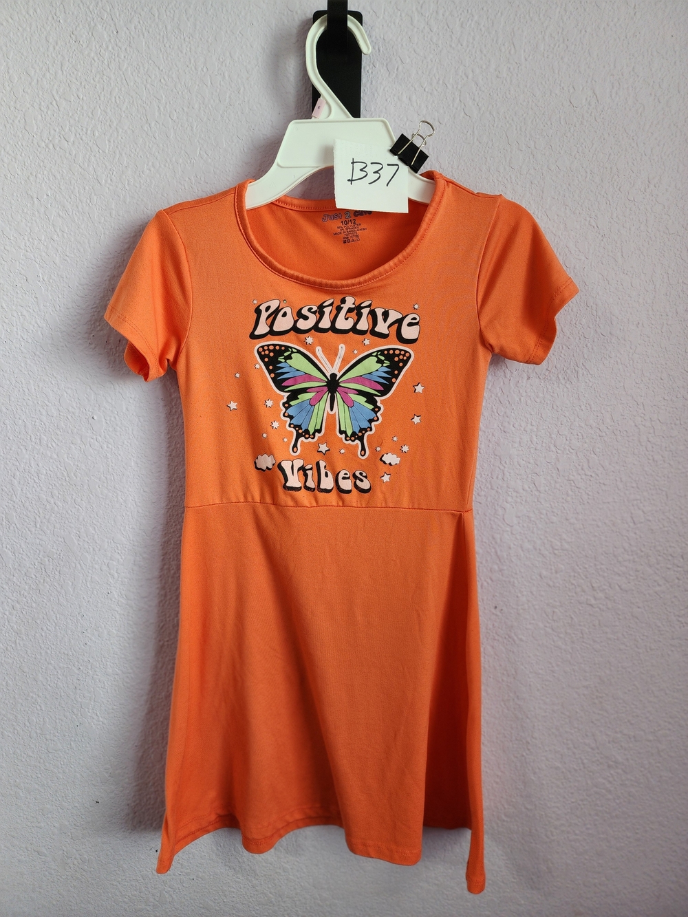 Just 2 Cute Orange Butterfly Positive Vibes Kids Dress